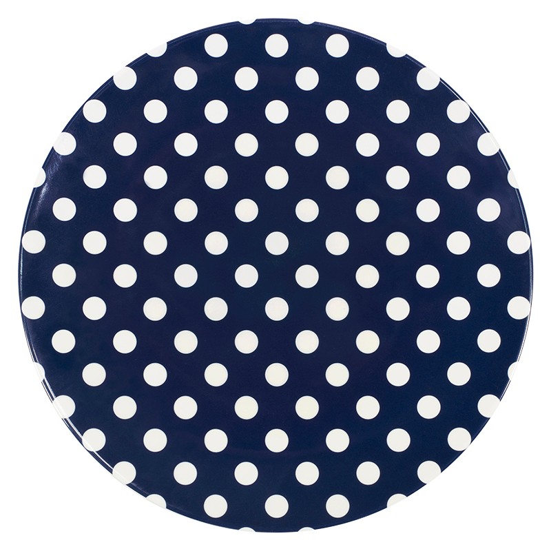 Melamine Dinner Plate, Navy w/ Dots - Set of 2