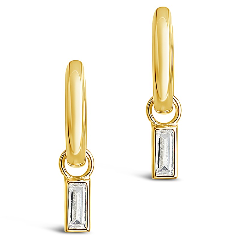 Baguette CZ Micro Hoops