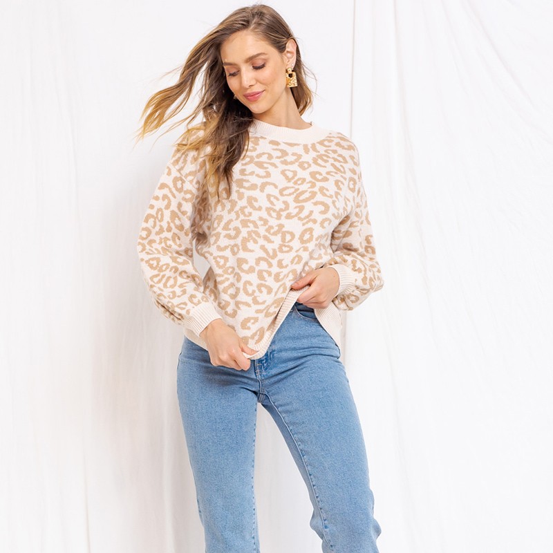 Party Leopard Pullover - M