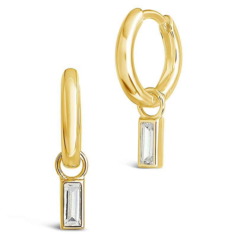 Baguette CZ Micro Hoops