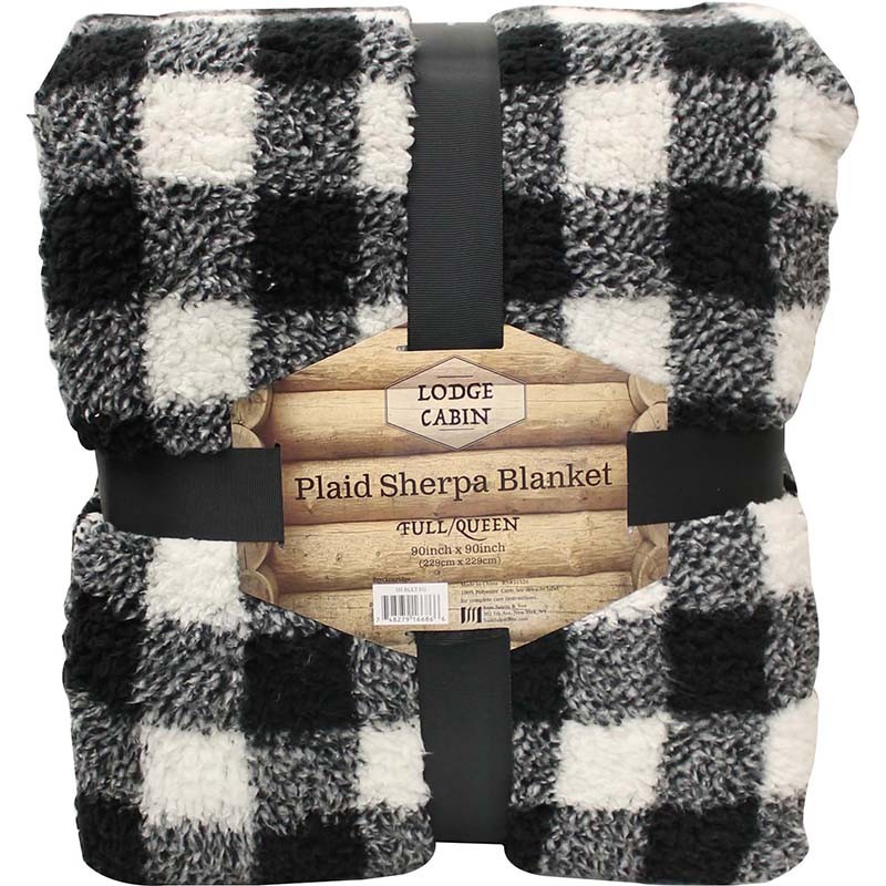 Plaid Printed Sherpa Blanket (Full/Queen)