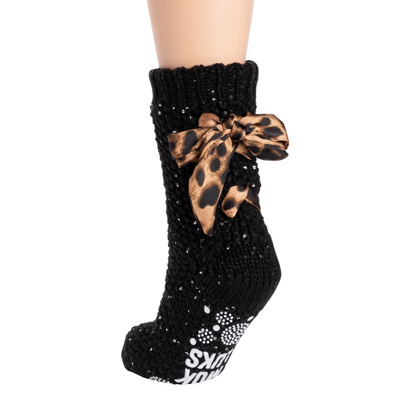 Lace Up Sequin Cabin Socks - L/XL