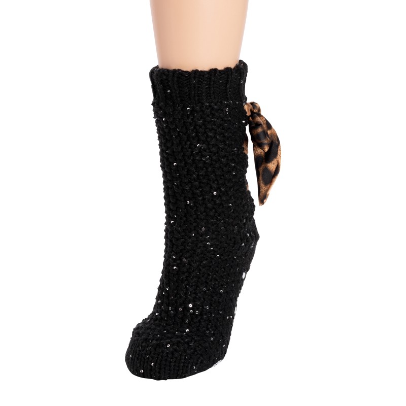 Lace Up Sequin Cabin Socks - L/XL