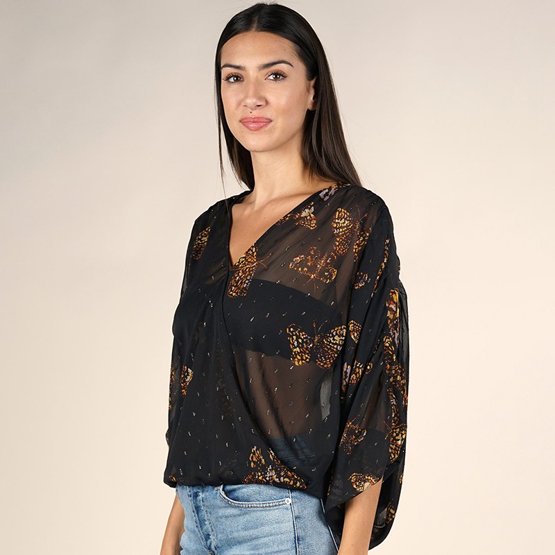 Butterfly Fly Surplice Top