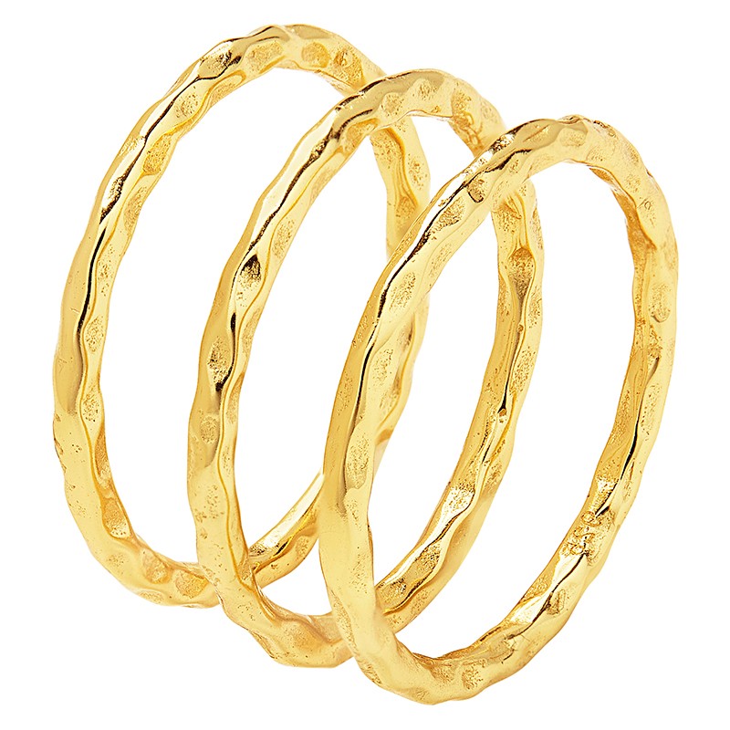 Textured Triple Band Ring Set