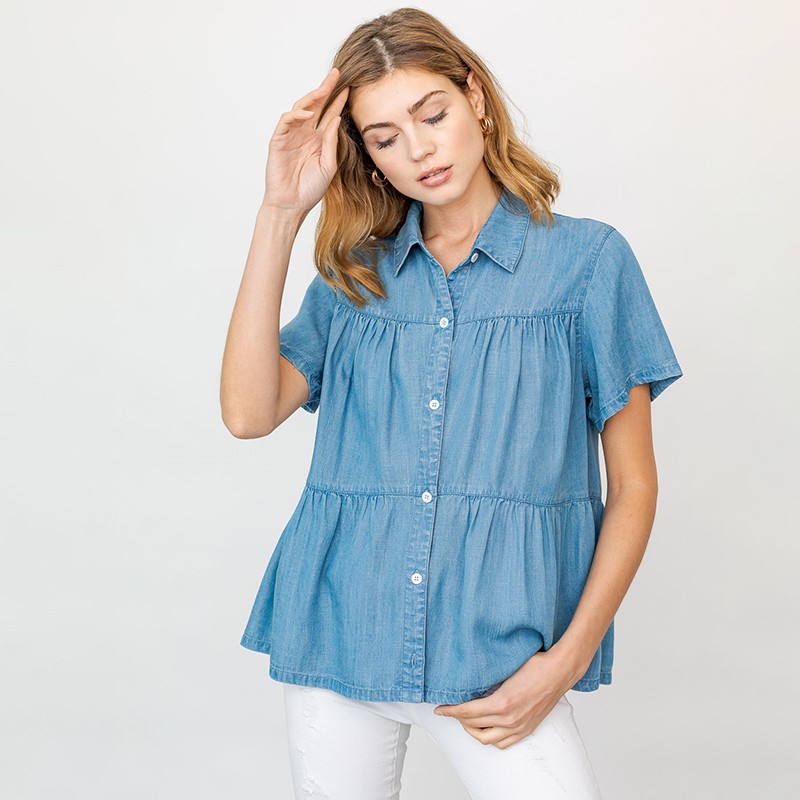 Lauren Chambray Button Down - S