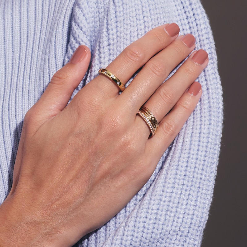 Textured Triple Band Ring Set