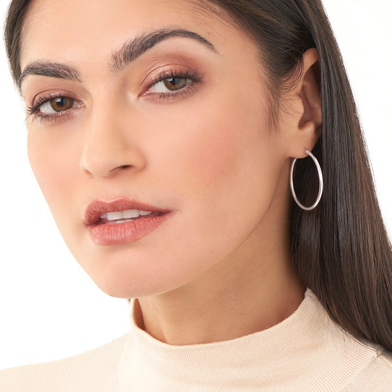 Sterling Silver 2" Hoop Earrings