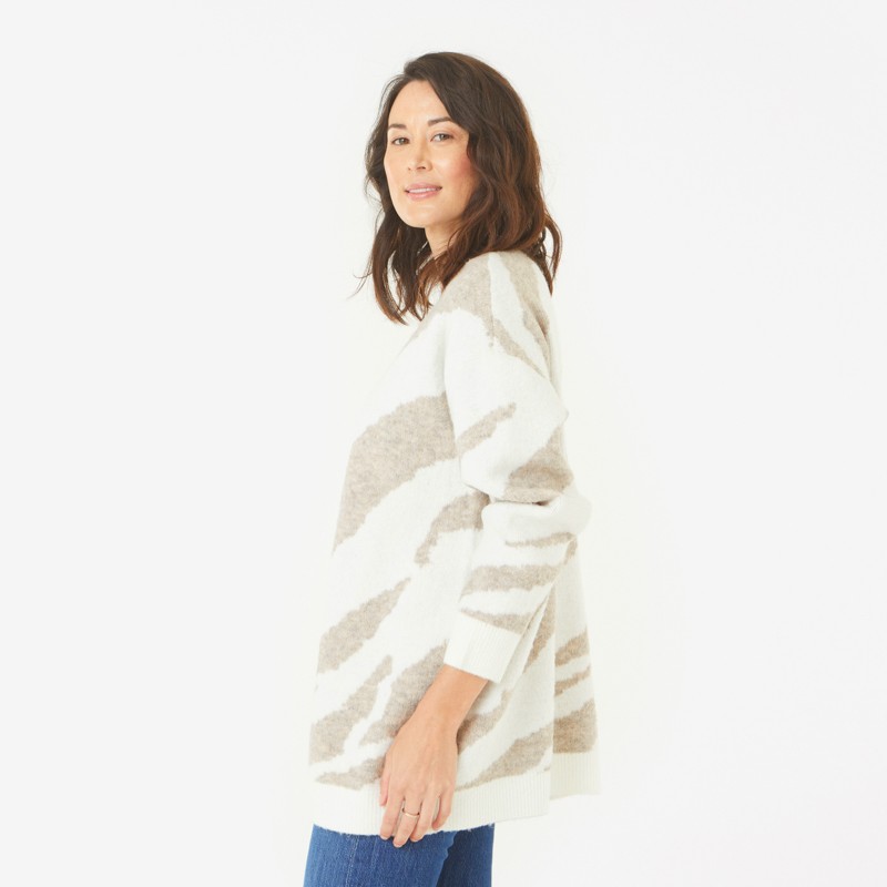 Animal Stripe Cardigan - 0X/1X