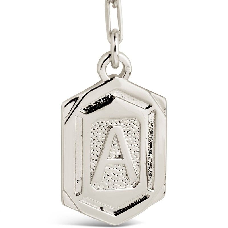 Hexagon Tag Initial Necklace