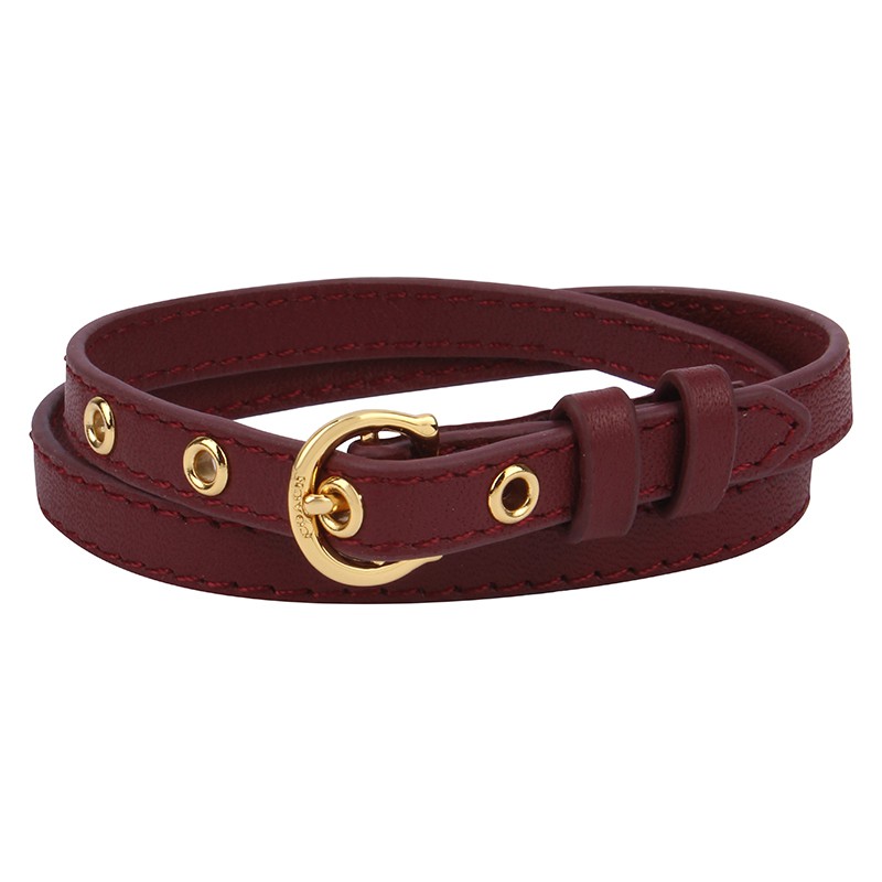 C-Buckle Double Wrap Leather Bracelet