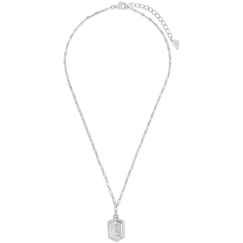 Hexagon Tag Initial Necklace