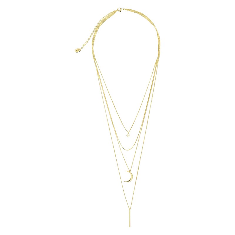 Crescent & Bar Multi Layer Necklace
