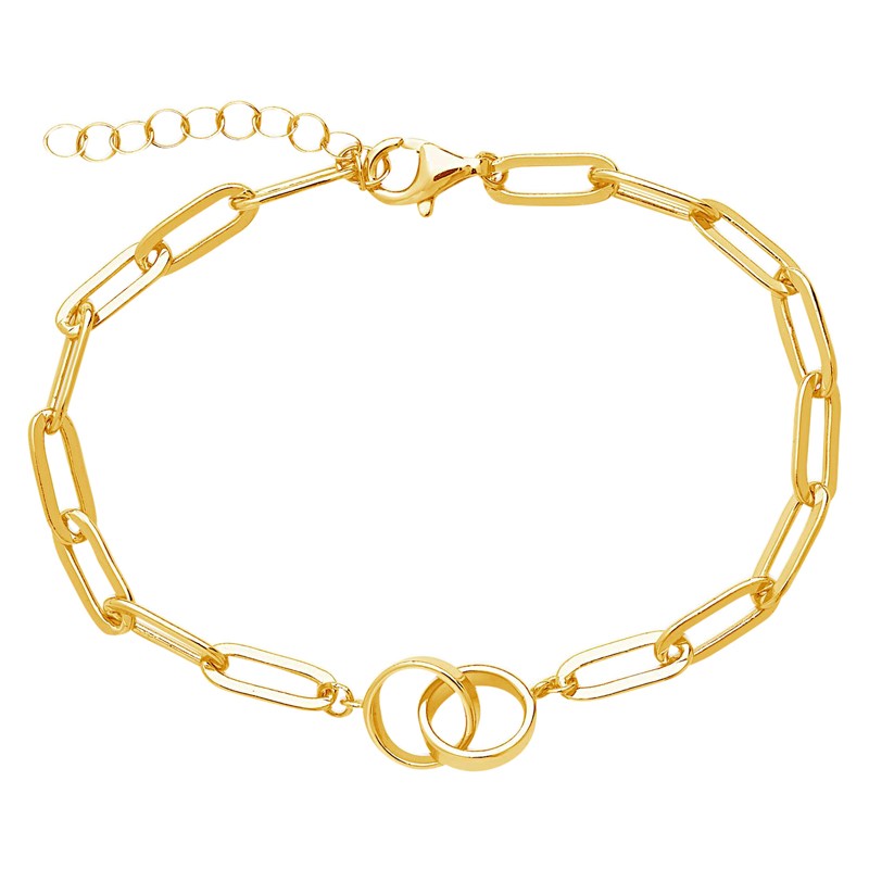 Sterling Silver Interlocking Circles Chain Link Bracelet