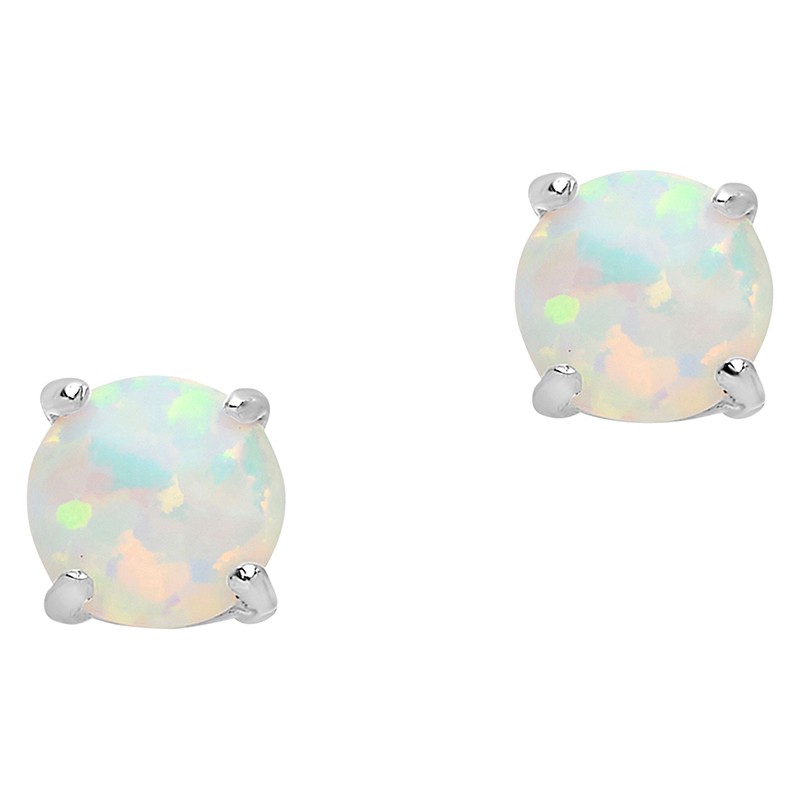 Sterling Silver 6mm Opal Studs