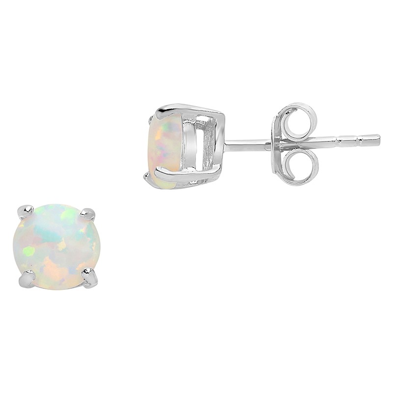 Sterling Silver 6mm Opal Studs