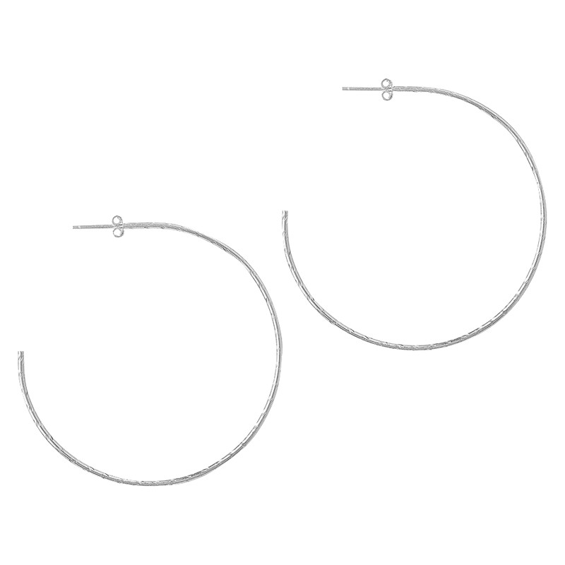Sterling Silver Textured Hoops