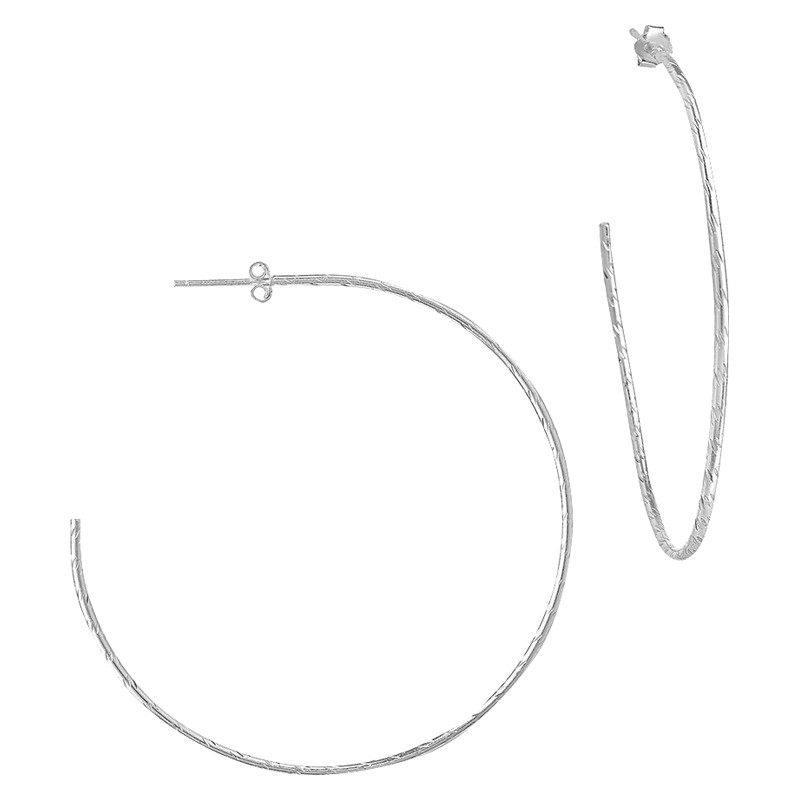 Sterling Silver Textured Hoops
