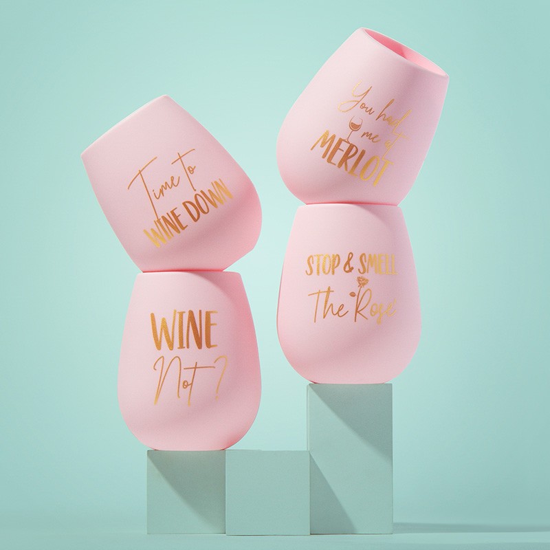 Set of 4 Silicone Wine Glasses with Travel Bag