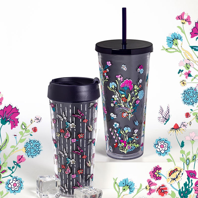 Double Wall Tumbler with Straw, Isabel Ditsy