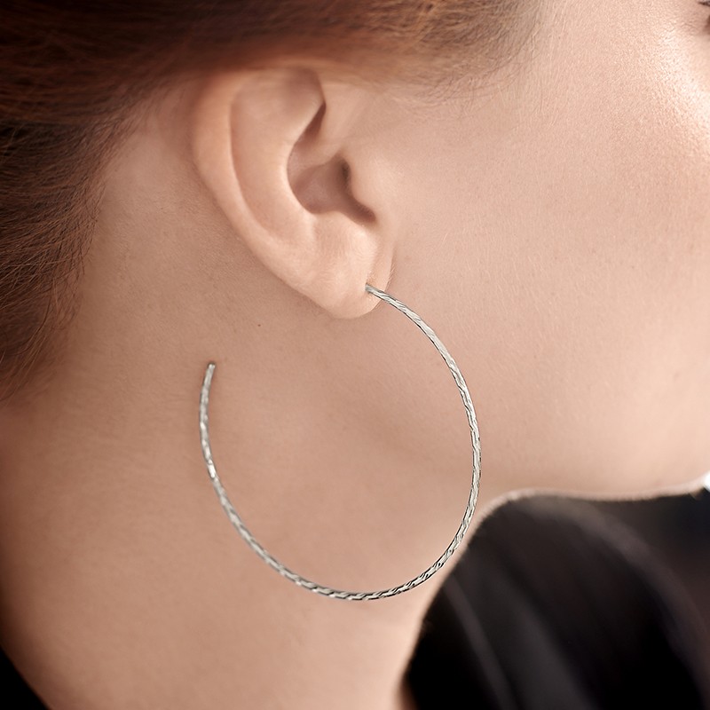 Sterling Silver Textured Hoops