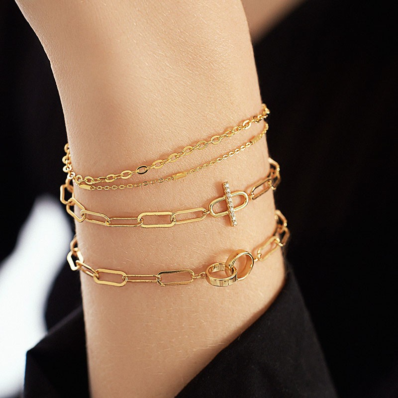 Sterling Silver Interlocking Circles Chain Link Bracelet