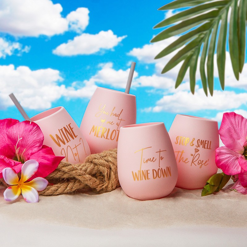 Set of 4 Silicone Wine Glasses with Travel Bag