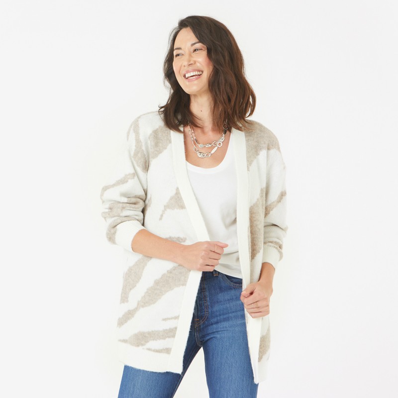 Animal Stripe Cardigan - 0X/1X