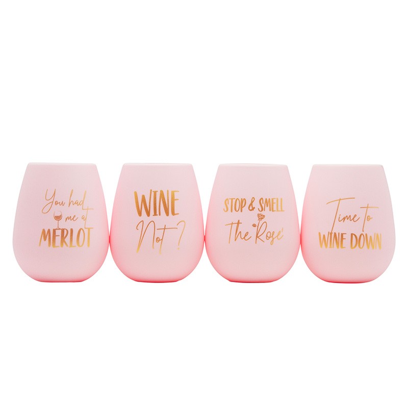 Set of 4 Silicone Wine Glasses with Travel Bag