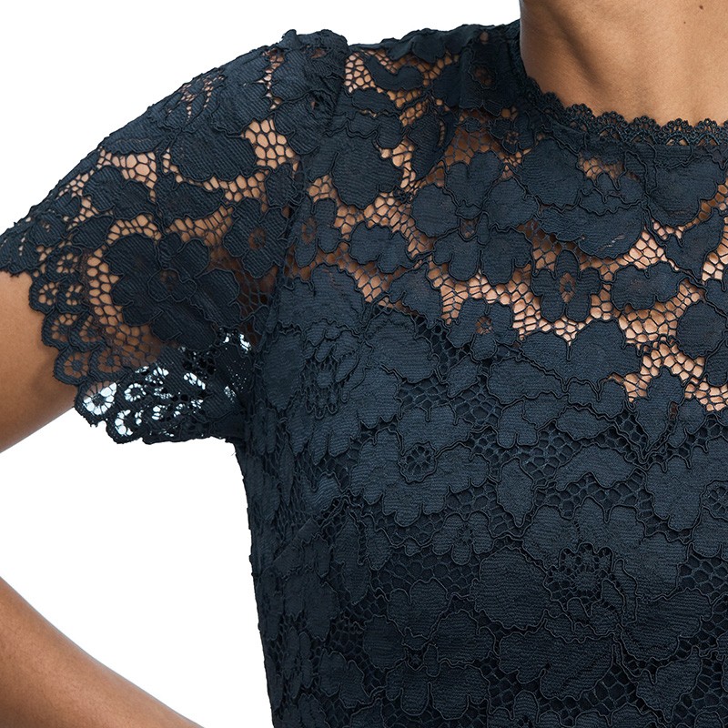 Rose Lace Ponte Dress - 4