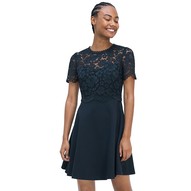 Rose Lace Ponte Dress - 4