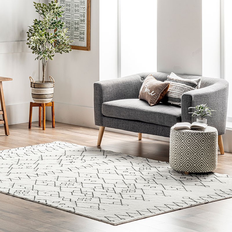 Tribal Striped Washable Shag Area Rug