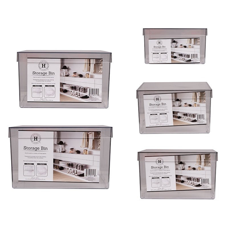 5 Piece Clear Storage Bins with Fitted Lids