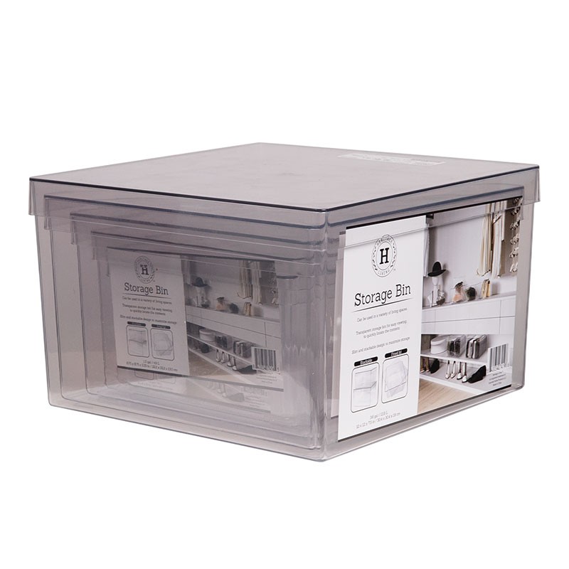 5 Piece Clear Storage Bins with Fitted Lids
