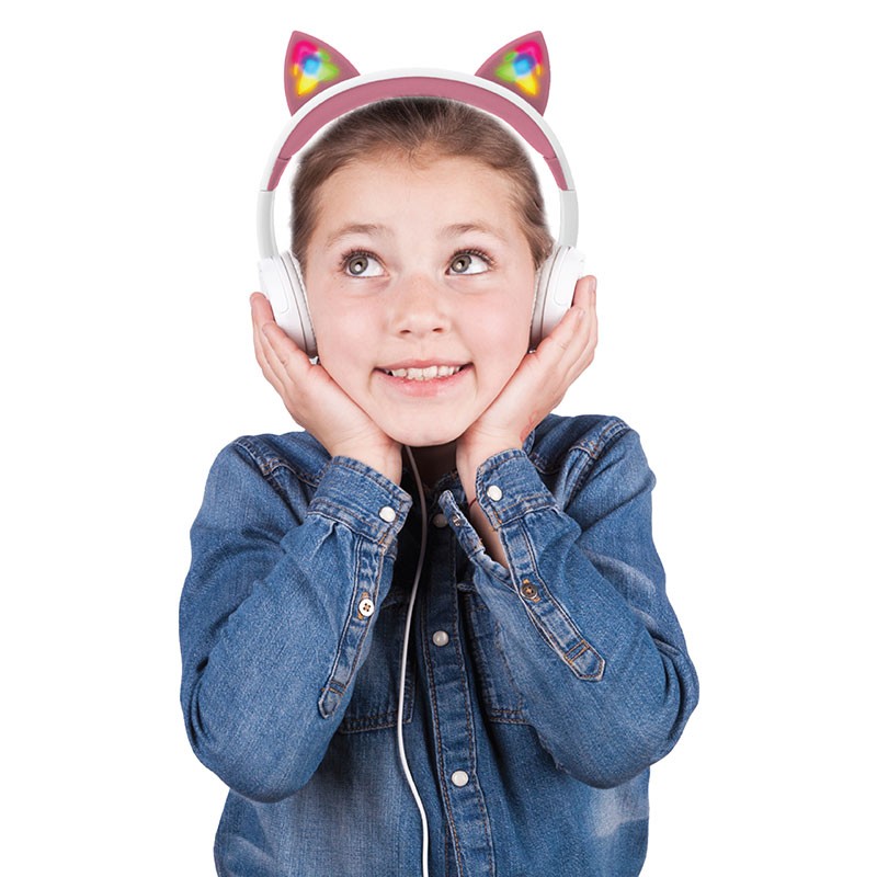 Kid-Sized Cat LED Headphones with Volume Limit