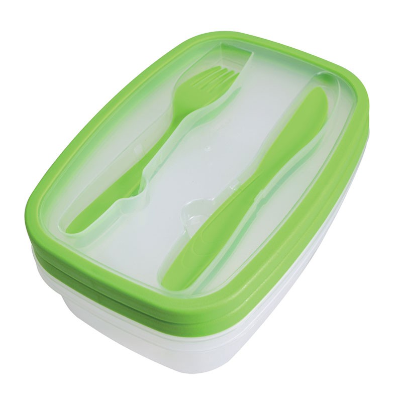 2-Section Meal Container with Utensils (2 Pack)