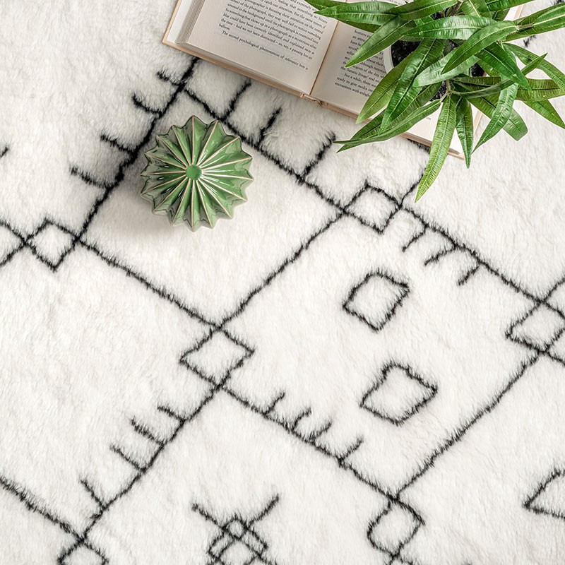 Tribal Striped Washable Shag Area Rug