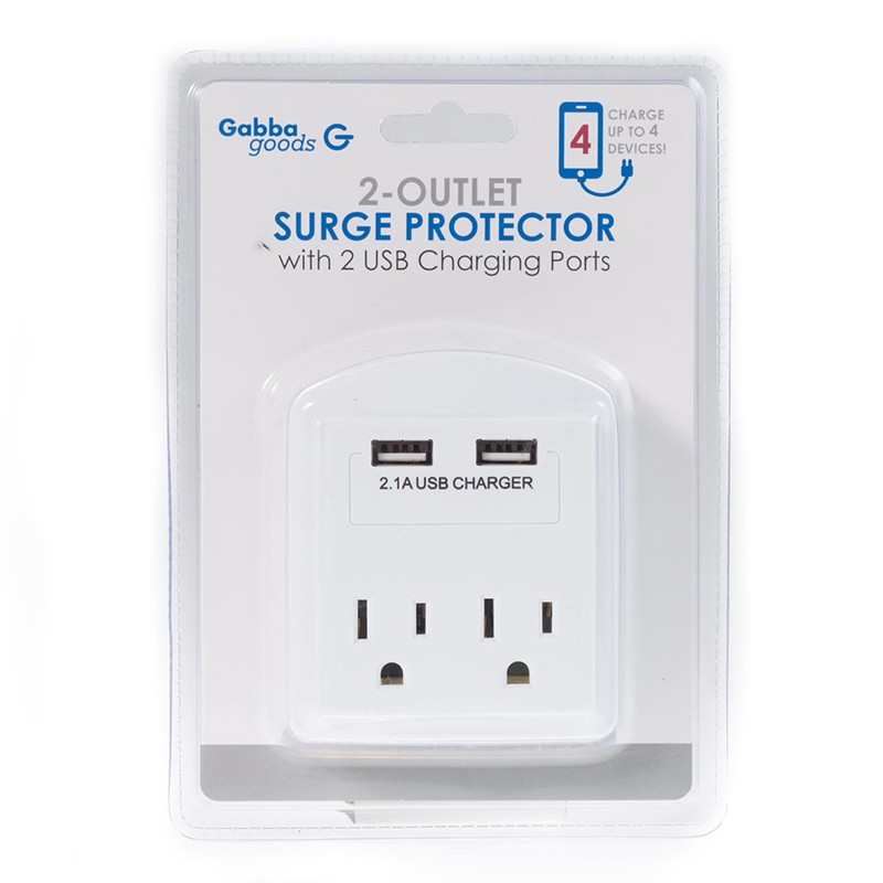 Flat 4 Port Surge with 2 USB Ports (2 Pack)