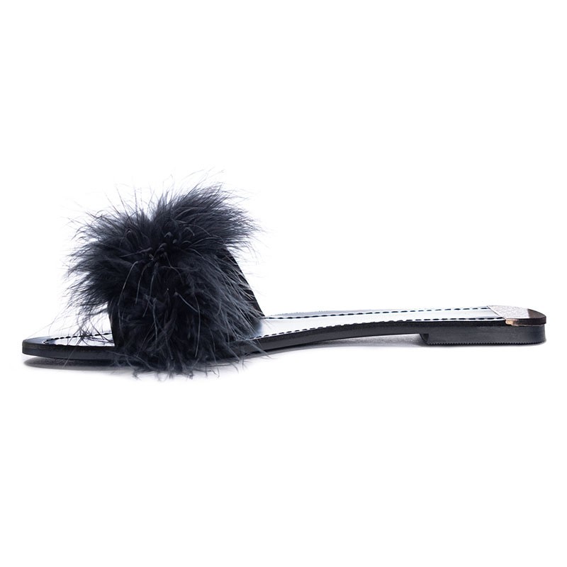 Zoey Marabou Feather Slide - 7.5