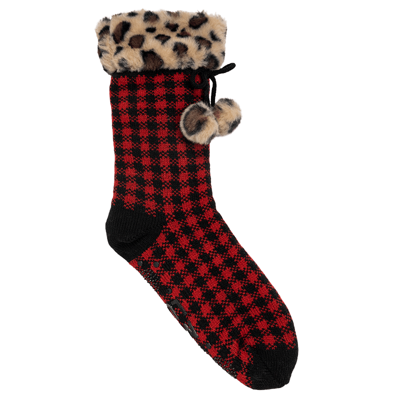 Fur Cuffed Cabin Socks - S/M