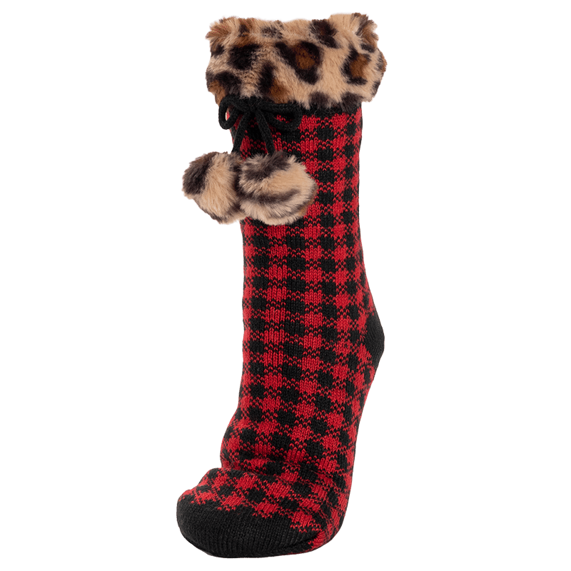 Fur Cuffed Cabin Socks - S/M