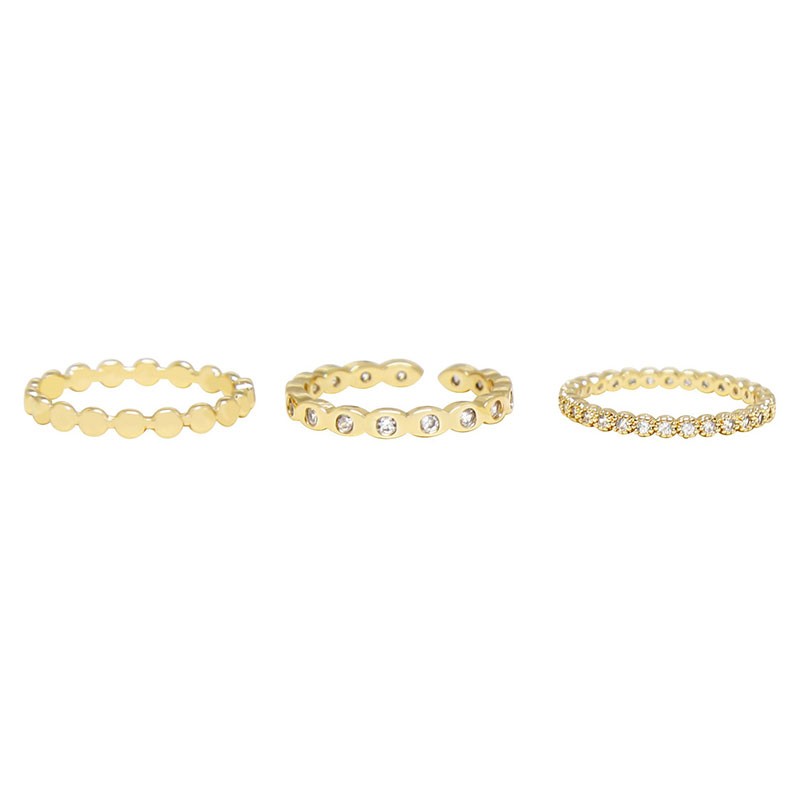Small Bits of Bling Crystal and 18k Gold Plated Ring Set