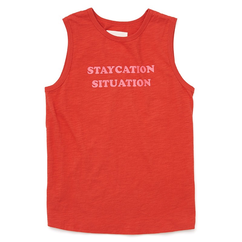 Slub Muscle Tank, Staycation Situation - XS