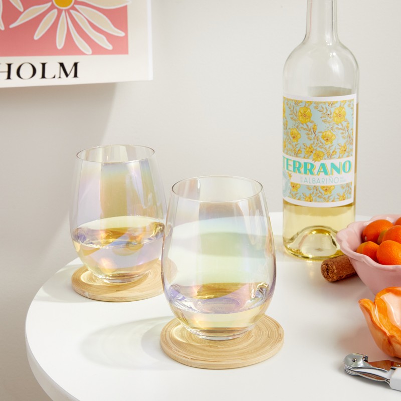 Coral Sea Collection Colored Stemless Wine Glasses - Set of 2