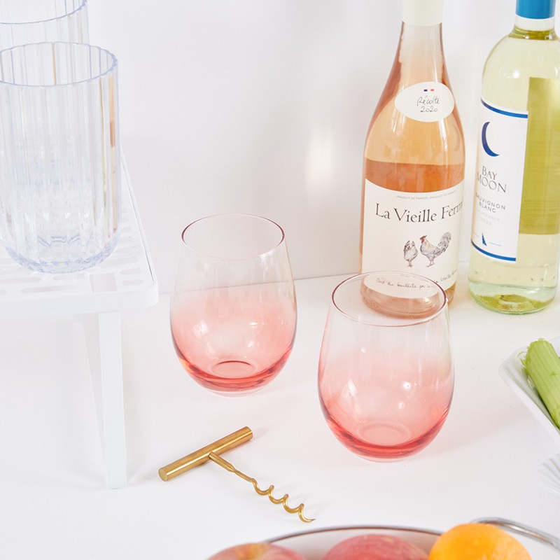 Coral Sea Collection Colored Stemless Wine Glasses - Set of 2
