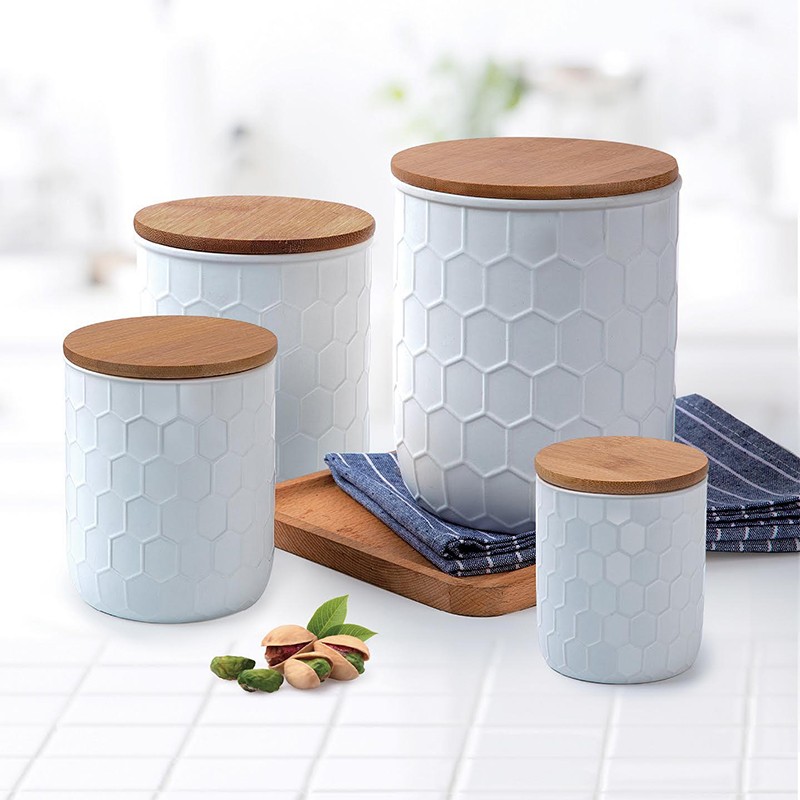 4 Piece Ceramic Canister Jar Set