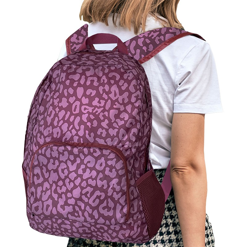 Monochromatic Leopard Folding Backpack