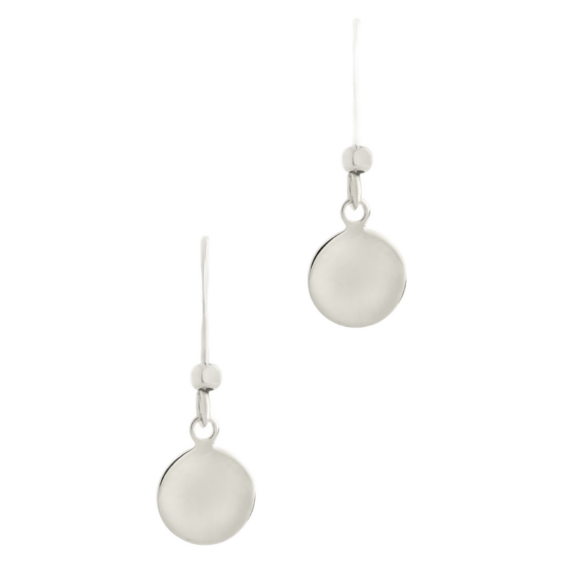Sterling Silver Fishhook Disc Drop Earrings