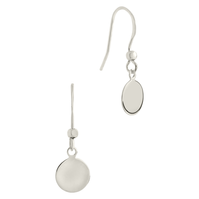 Sterling Silver Fishhook Disc Drop Earrings