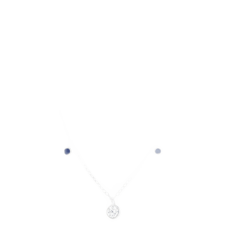 Sterling Silver Enamel & CZ Charm Necklace